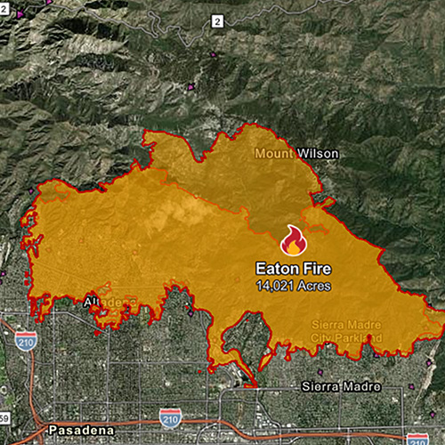 Map of Eaton Fire perimeter