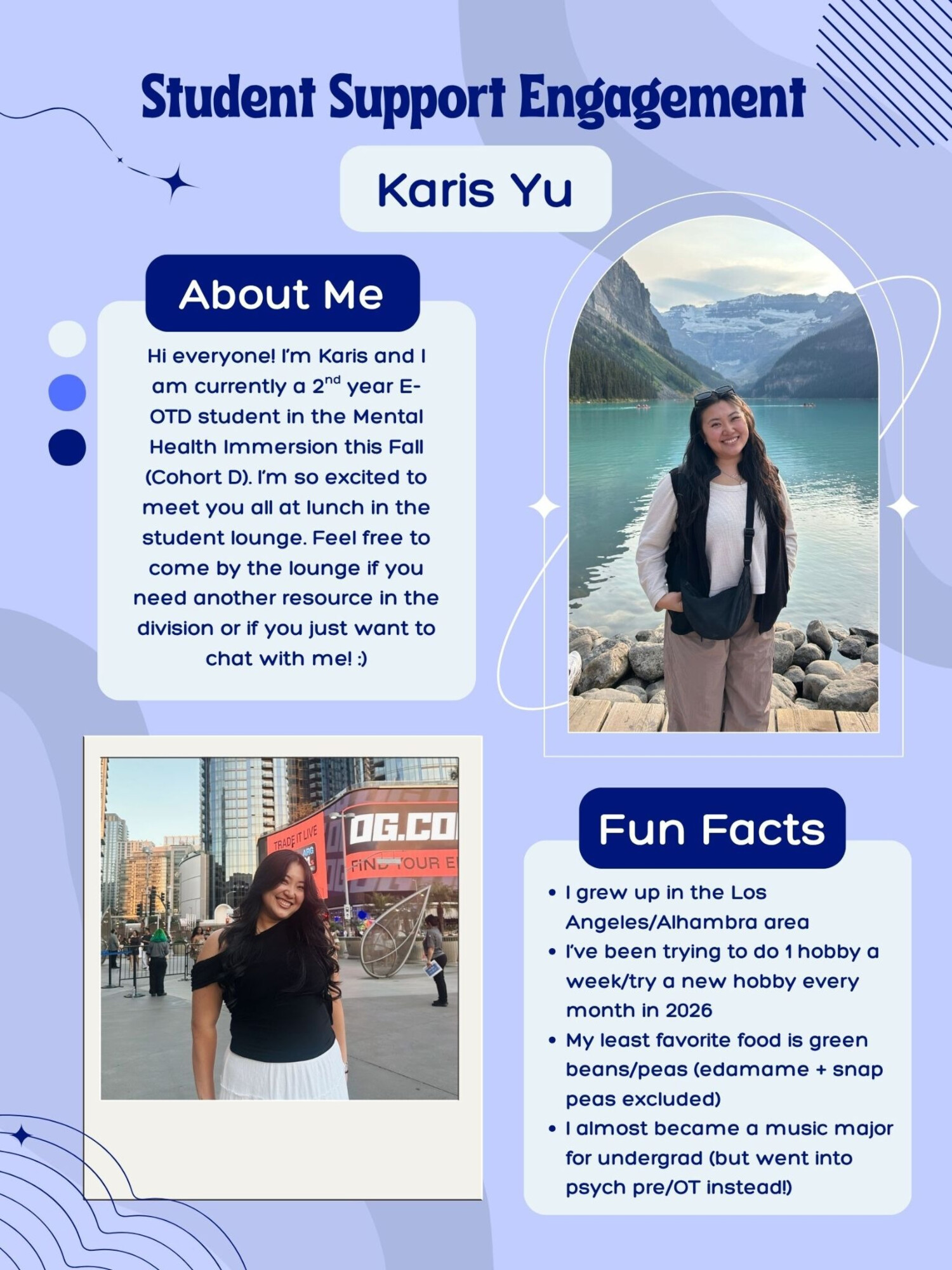 Poster introducing Karis Yu