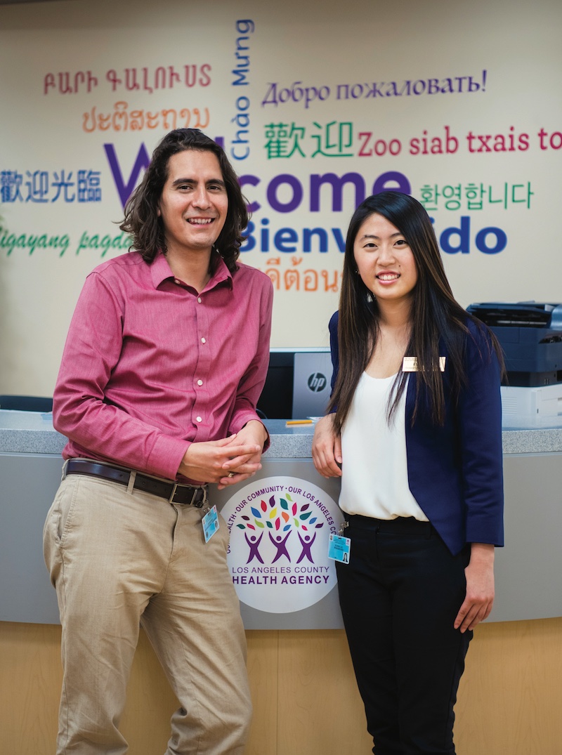 Jesús Díaz and Elissa Lee at one of LAC+USC’s adult outpatient clinics | Photo by Hannah Benet