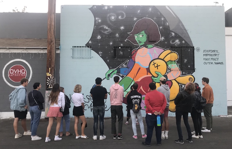 Bennett and fifteen freshmen residents followed Galo Canote, an LA-based graffiti artist of more than 30 years, through Los Angeles’ Arts District