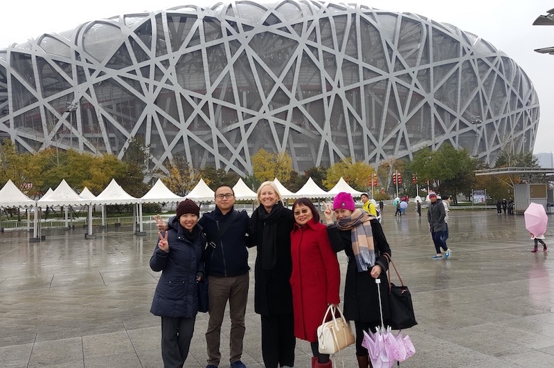 Part of the China Initiative delegation at the Beijing National Stadium, informally known as the Bird’s Nest