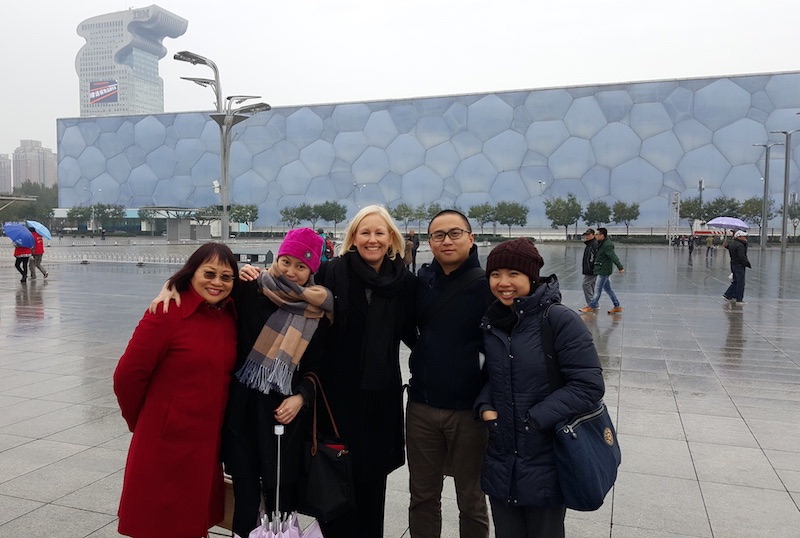 Part of the China Initiative delegation at the Beijing National Aquatics Center, informally known as the Water Cube