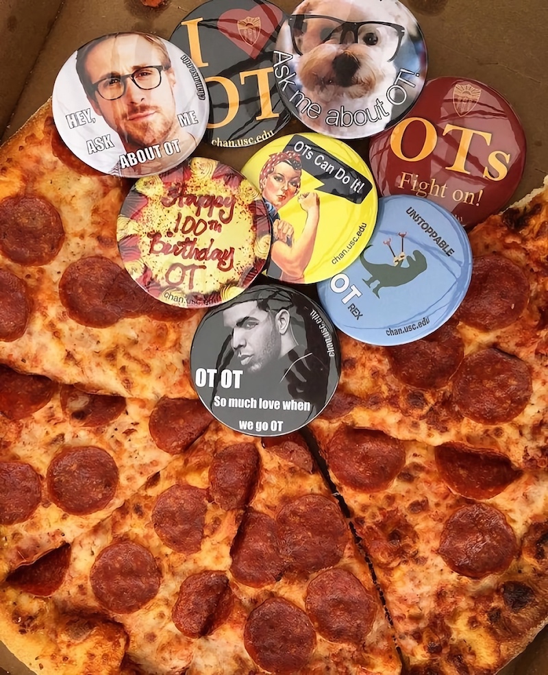 Pizza and OT Buttons! What more can we ask for!