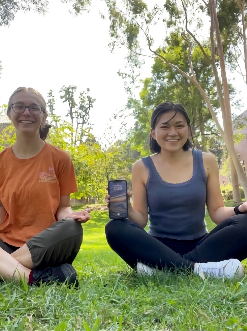 Me and my partner, Mahalia, doing yoga!