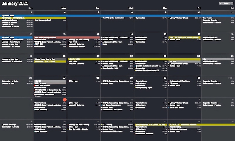 computer screen calendar