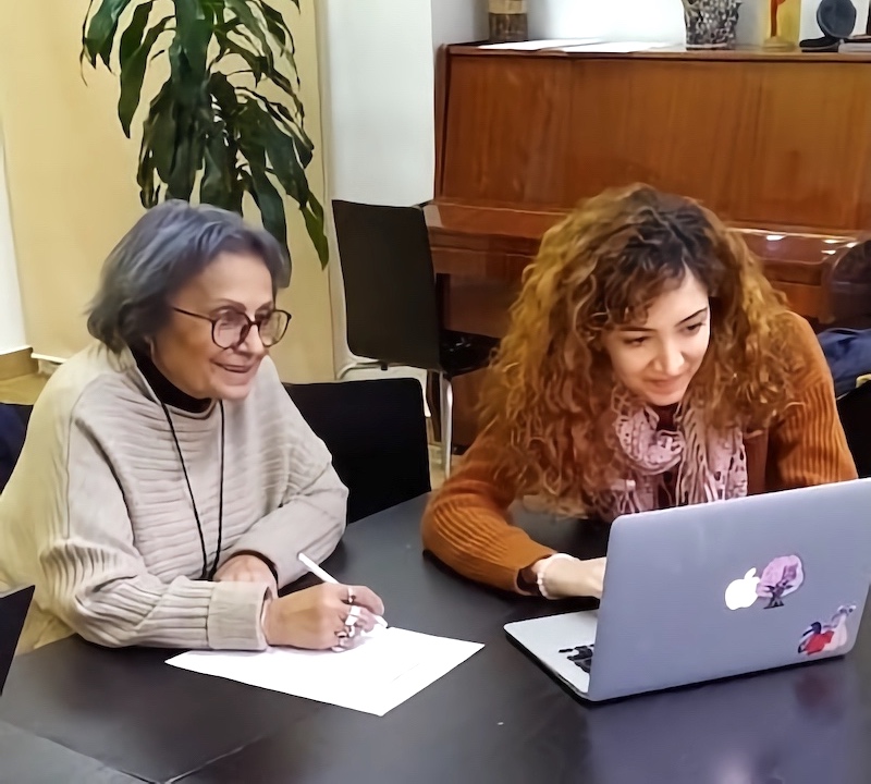 Mineh and her site supervisor Mrs. Anahid Iskandarova working on documentation at Intra Mental Health Center