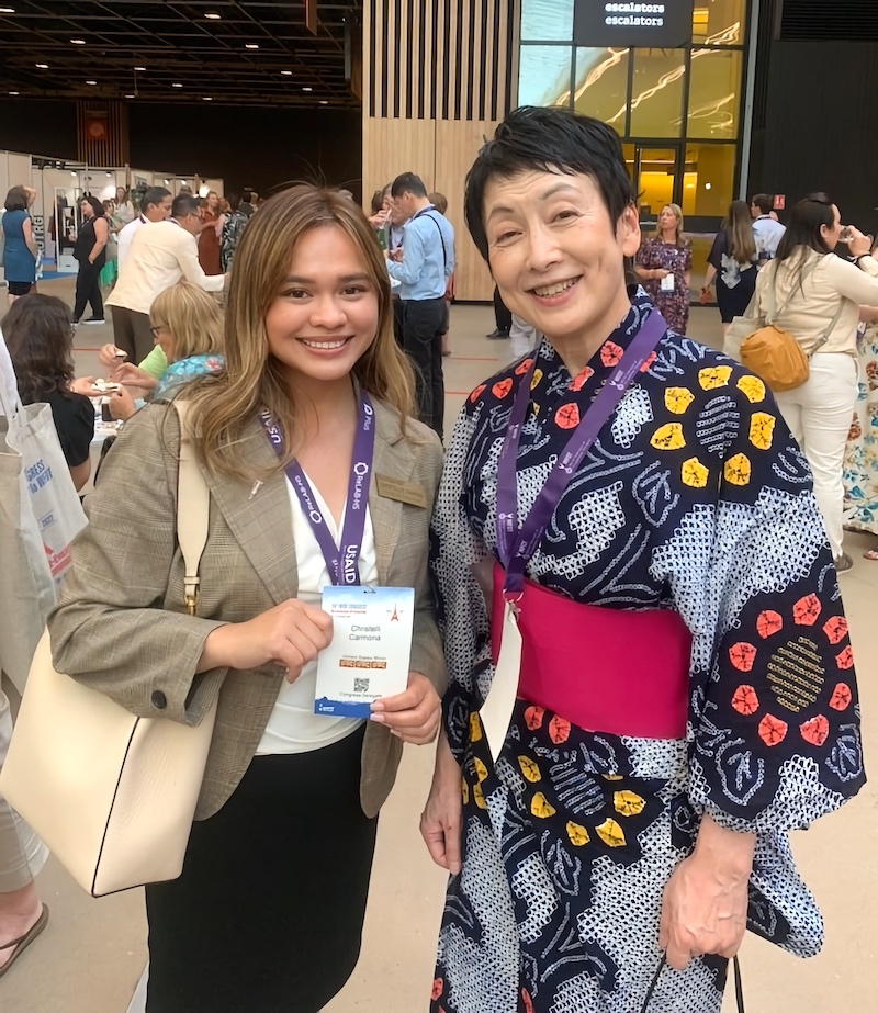 Christelli Carmona MA ’23 with Dr. Yoshimi Yuri of Morinomiya University of Medical Sciences in Japan