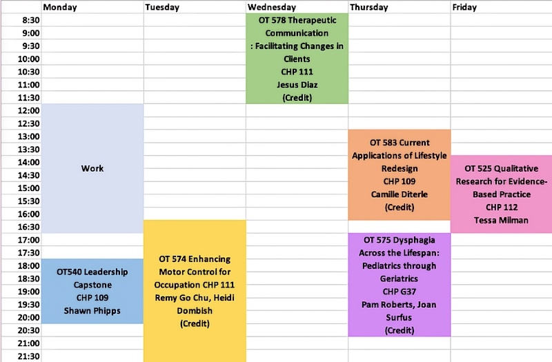 This is my spring semester schedule.