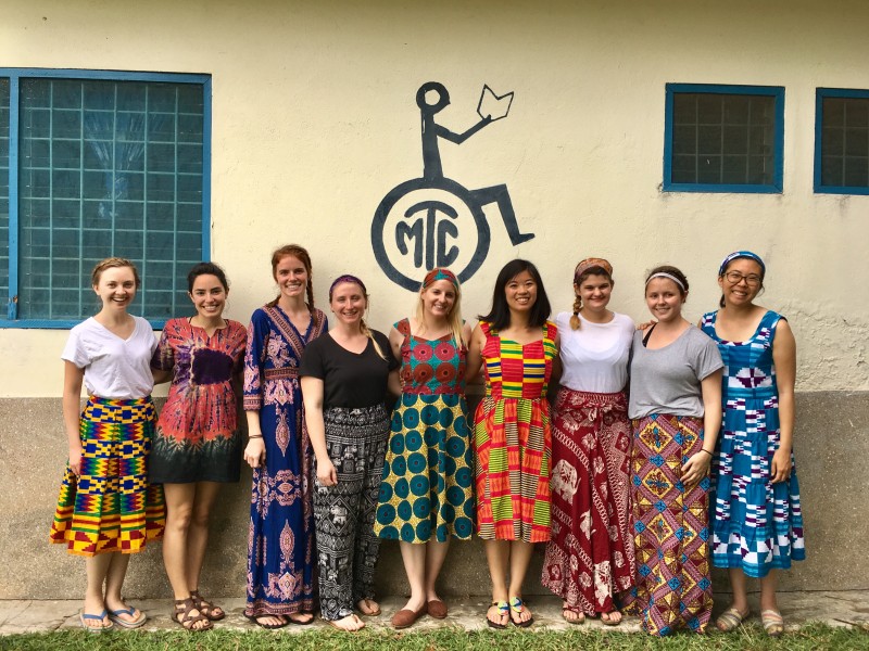 Our team of USC OT students wearing our handmade clothes from Ghana