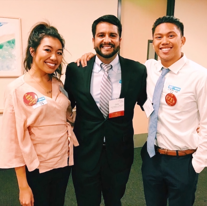 Working at the 2017 OTAC Legislative Reception hosted at Children's Hospital Los Angeles with Region 2 Director, Dr. Delgado, and fellow OTAC Student Delegate, Erwin.