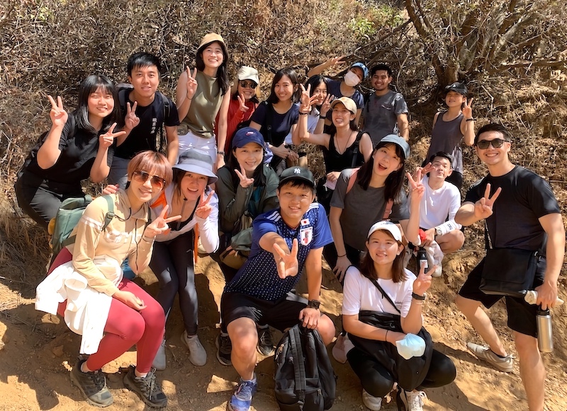 Classmates on a hike