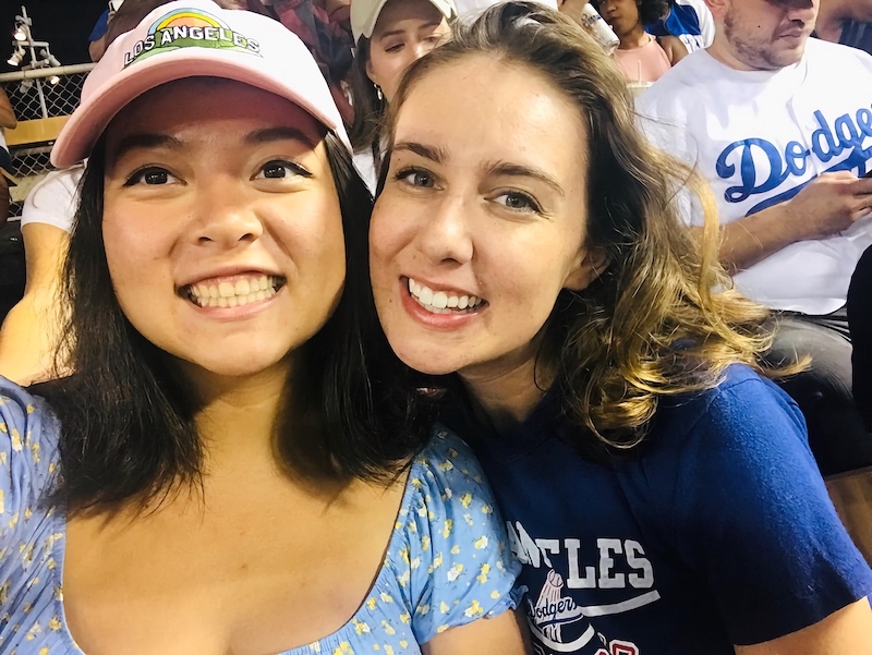 Noelle rooting on the Dodgers