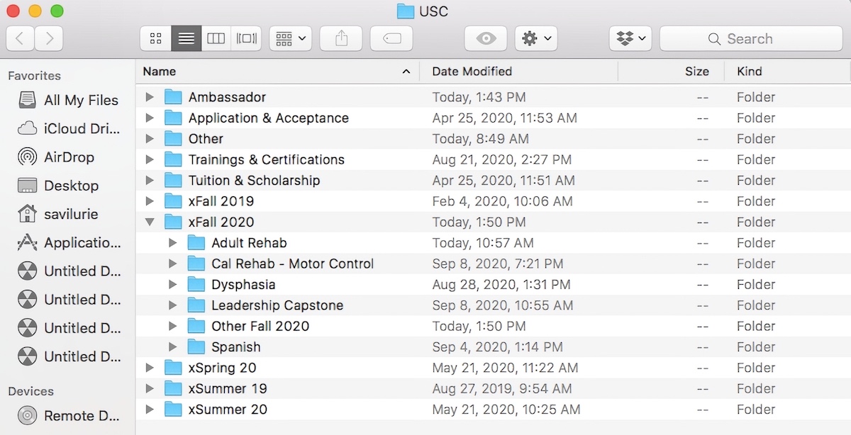 Savi's USC Folder Organization System