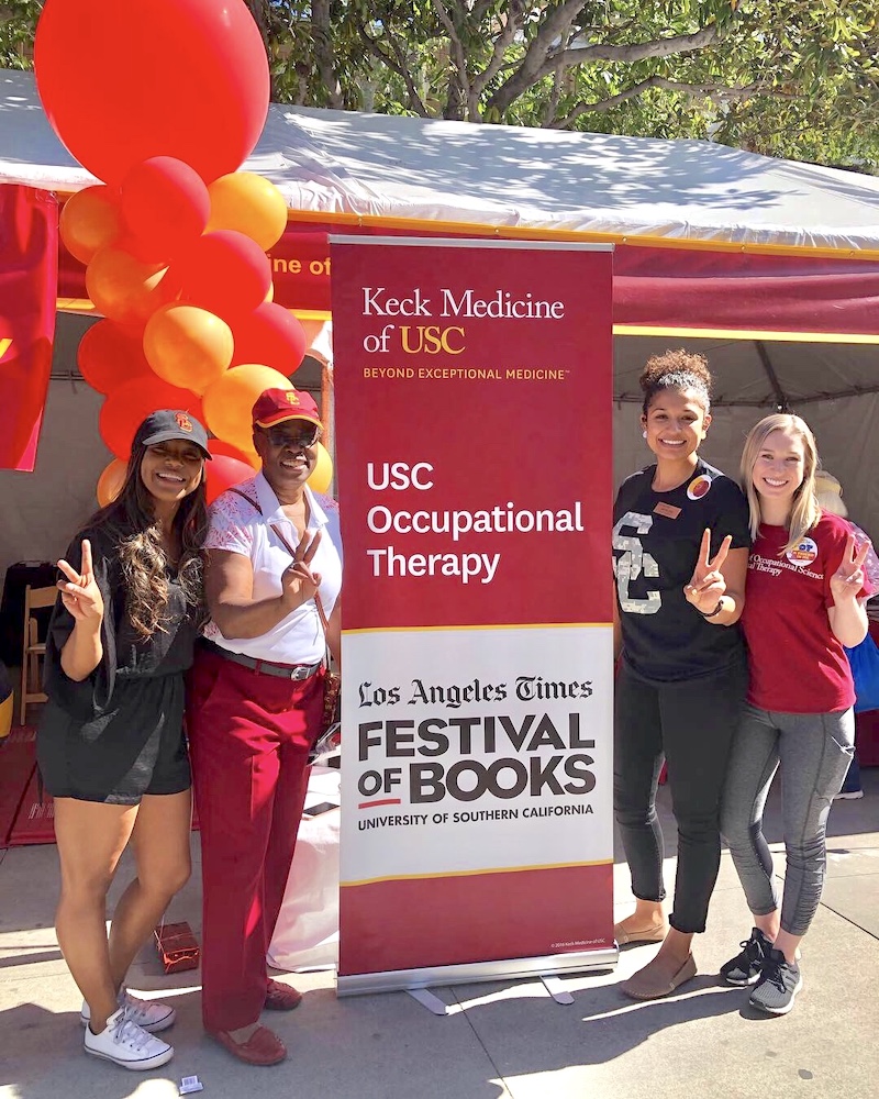 USC Occupational Therapy Student Ambassadors with USC’s President Dr. Wanda Austin at the Festival of Books!