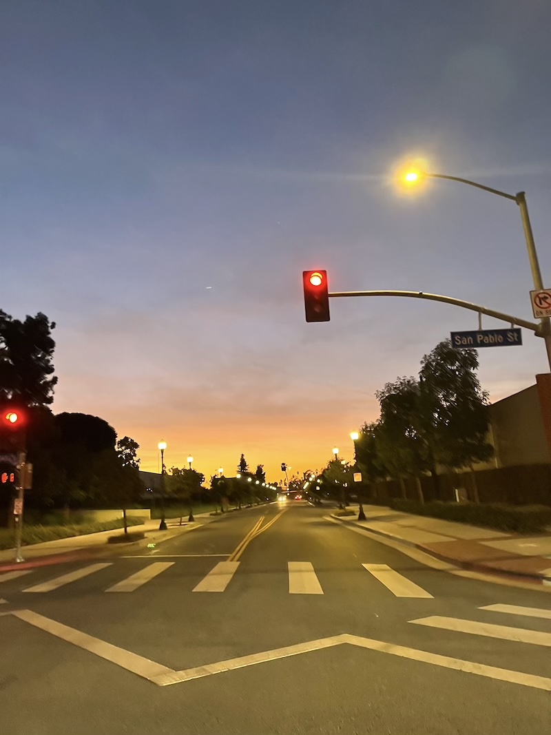 Sunset on the way to an evening class